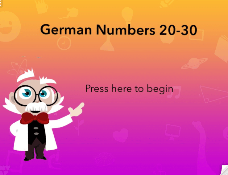 German Numbers 20-30 Quiz